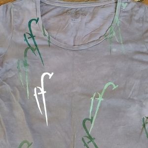 Shameful"EF" all over shades o green stencil print